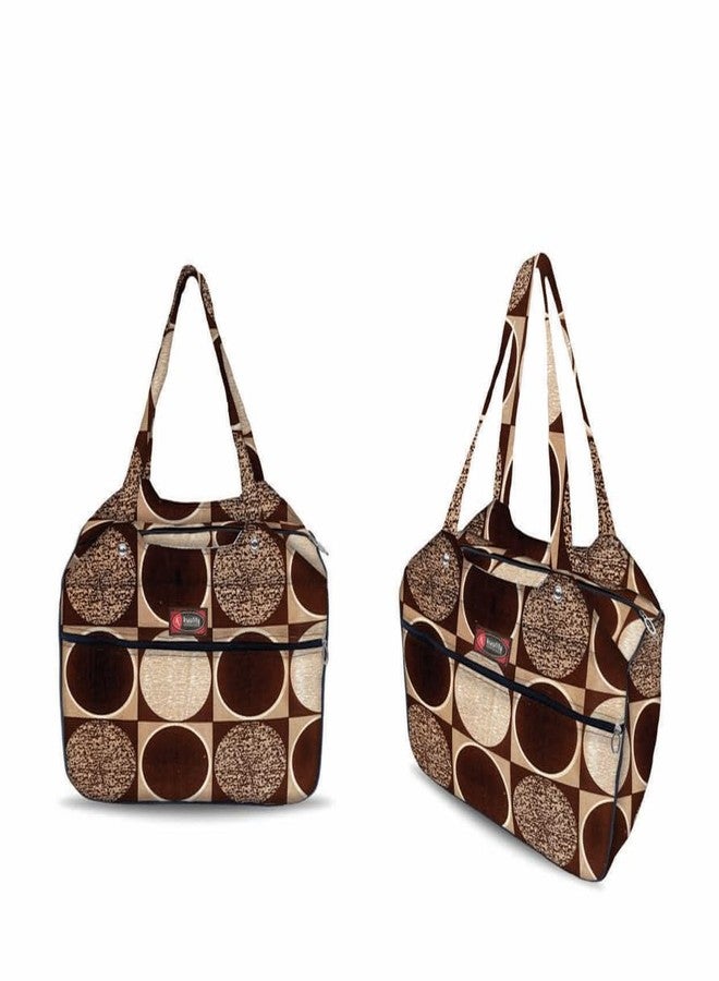 Temoli Handbag or Travel Bag for carrying things or also used as a office bag or college bag,Circle & Coffee,1 Pcs - Image 2